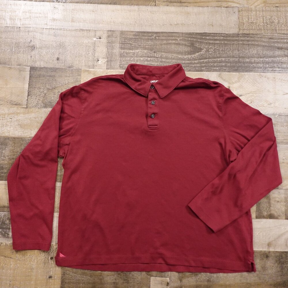 UNTUCKit Long Sleeve Polo Shirt Women's XL Red Cotton